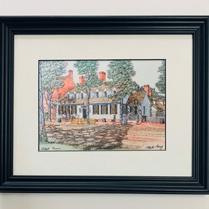 Raleigh Tavern, Williamsburg Virginia,Pen and ink watercolor by well known Maryland artist Martin Barry. image 4