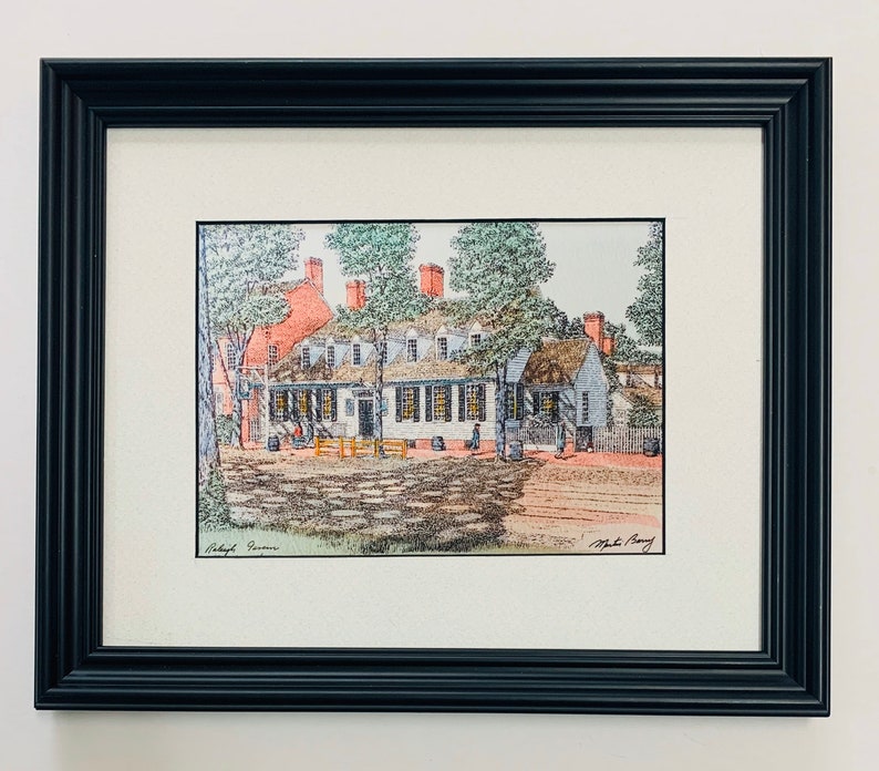 Raleigh Tavern, Williamsburg Virginia,Pen and ink watercolor by well known Maryland artist Martin Barry. image 4