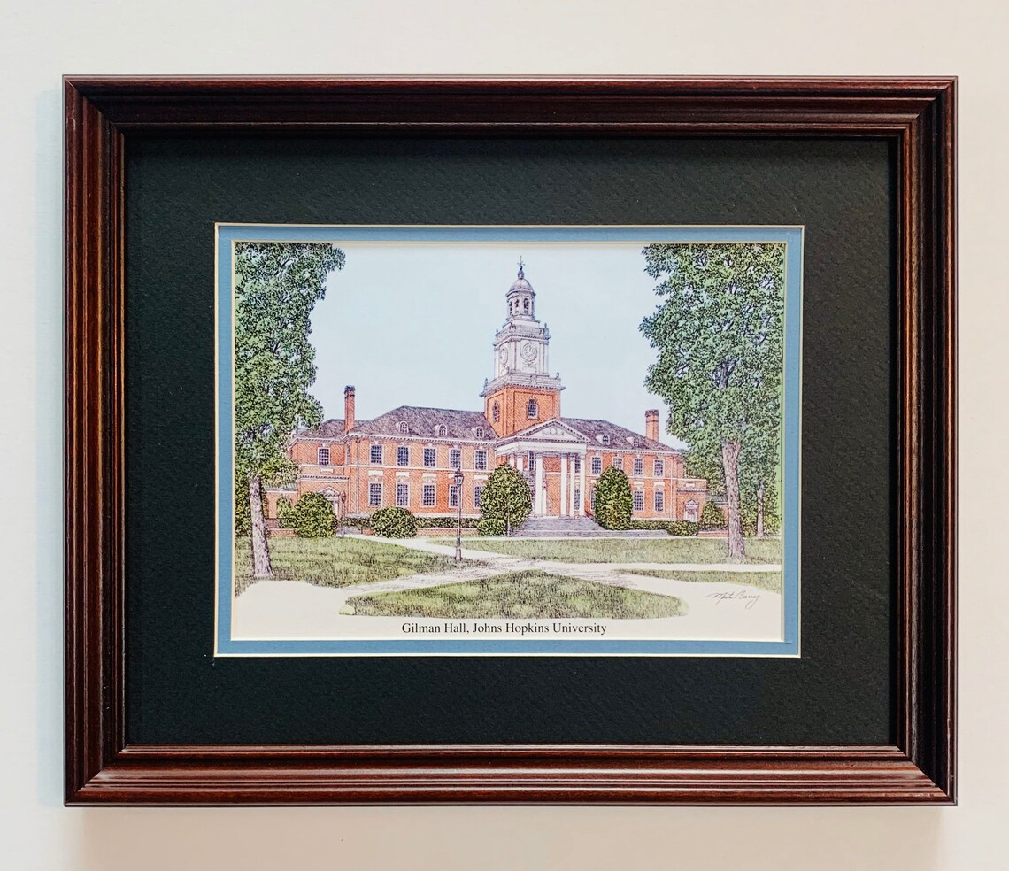 Johns Hopkins University Gilman Hall Winter a pen and ink | Etsy