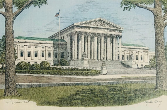 US Supreme Court, pen and ink watercolor by well known Maryland artist Martin Barry.