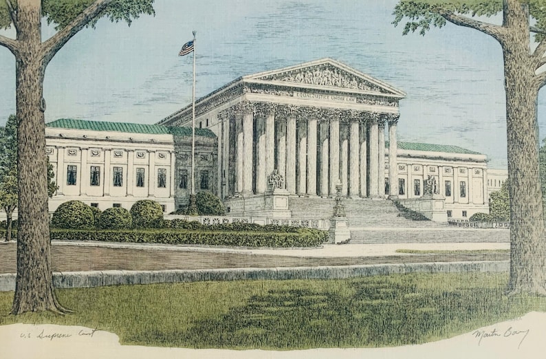 US Supreme Court, pen and ink watercolor by well known Maryland artist Martin Barry. image 1