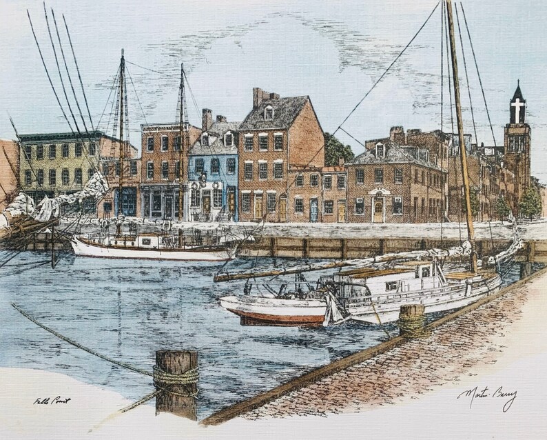 Fells Point baltimore Pen and Ink Watercolor by Maryland - Etsy