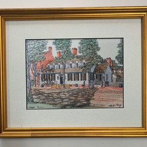 Raleigh Tavern, Williamsburg Virginia,Pen and ink watercolor by well known Maryland artist Martin Barry. image 2