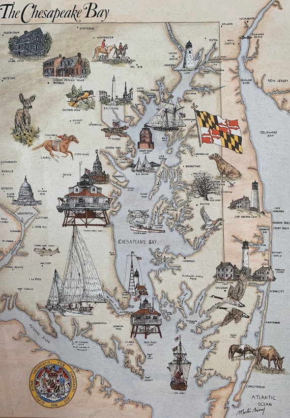 Chesapeake Bay Map by artist Martin Barry