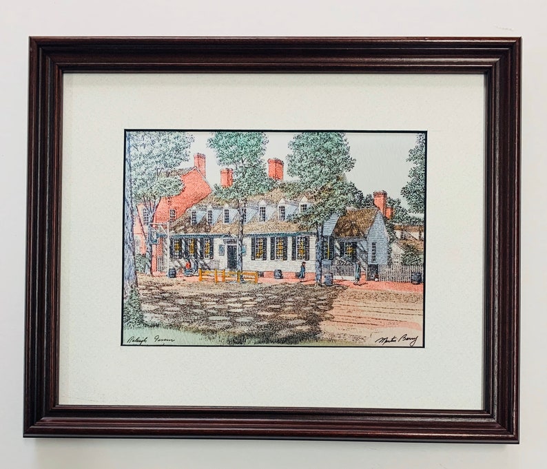 Raleigh Tavern, Williamsburg Virginia,Pen and ink watercolor by well known Maryland artist Martin Barry. image 3