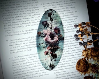 Clear Bookmark Vintage Grunge Pink Flowers Floral Victorian Goth Gothic Unique Gift Fairycore Cottagecore Witchcore Dark Academia