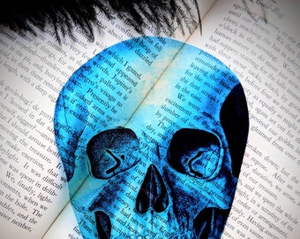 Blue Skull Clear Bookmark Skeleton Goth Gothic Halloween Horror Creepy Spooky Anatomy Oddities