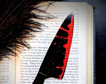 Bloody Kitchen Knife Clear Bookmark True Crime Killer Blood Splatter Goth Gothic Halloween Horror Creepy Oddities