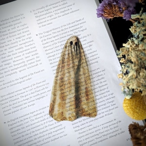 Clear Bookmark Realistic Floral Flower Sheet Ghost Ghoul Haunted Goth Gothic Halloween Horror Creepy Handmade Artist Book Lover Reader Gift