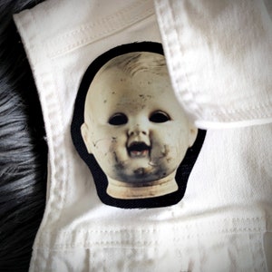 Sew-on Patch Doll Head Creepy Gothic Goth Horror Halloween Oddities Dark Academia Handmade Artist