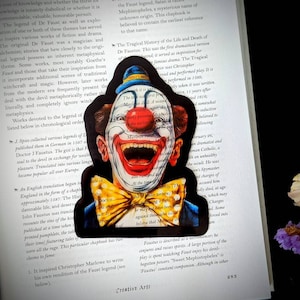 Clear Bookmark Creepy Clown Vintage Weird Circus Goth Gothic Halloween Horror Weird Dark Art