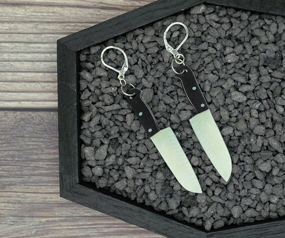 Knife Earrings Weapon Earrings Goth Gothic Scary Odd Creepy Halloween Horror Earrings Fun Gift