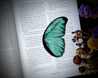 Clear Bookmark Vintage Butterfly Moth Wing Insect Bug Teal Green Blue Nature Goth Gothic Dark Academia Fairycore Cottagecore Witchcore