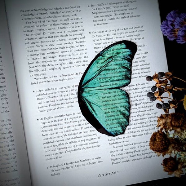 Clear Bookmark Vintage Butterfly Moth Wing Insect Bug Teal Green Blue Nature Goth Gothic Dark Academia Fairycore Cottagecore Witchcore