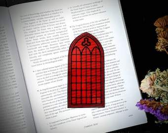 Clear Bookmark Red Cathedral Church Window Goth Gothic Halloween Horror Creepy Oddities