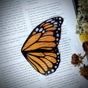 Clear Bookmark Monarch Butterfly Wing Insect Bug Nature Dark Academia Fairycore Cottagecore Witchcore Handmade Art Book Reader Lover Gift
