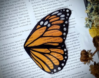 Clear Bookmark Monarch Butterfly Wing Insect Bug Nature Dark Academia Fairycore Cottagecore Witchcore Handmade Art Book Reader Lover Gift