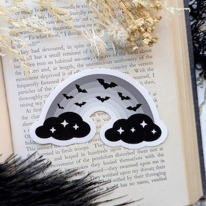 Vinyl Waterproof Sticker Goth Rainbow Pastel Goth Flying Bats Gothic Creepy Witch Witchcraft Horror Halloween Weird Alternative Handmade Art