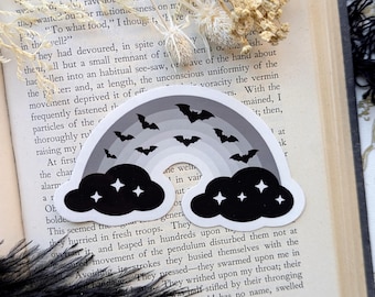 Vinyl Waterproof Sticker Goth Rainbow Pastel Goth Flying Bats Gothic Creepy Witch Witchcraft Horror Halloween Weird Alternative Handmade Art