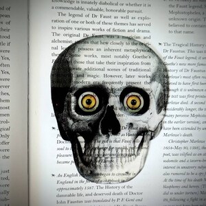 Clear Bookmark Human Skull Yellow Eyes Skeleton Goth Gothic Halloween Horror Creepy Spooky Anatomy Oddities image 3