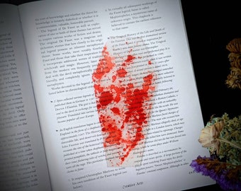 Blood Splatter Coffin Clear Bookmark Goth Gothic Halloween Horror Creepy Oddities