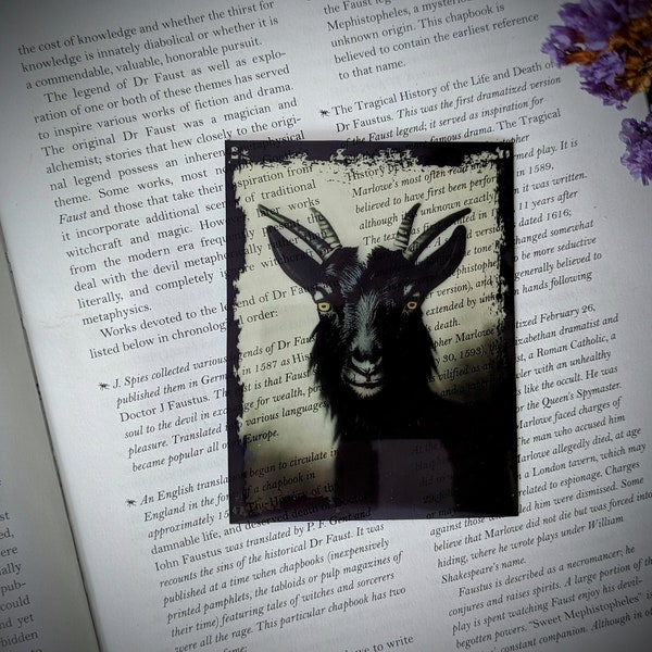 Clear Bookmark Black Goat Sheep Ram Phillip Witch Goth Gothic Halloween Horror Creepy Oddities Unique Dark Weird