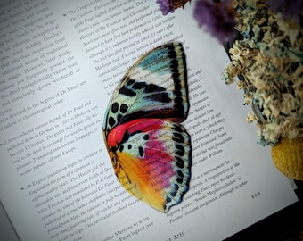 Clear Bookmark Vintage Butterfly Moth Wing Insect Bug Colorful Nature Dark Academia Fairycore Cottagecore Witchcore Handmade Art Gift