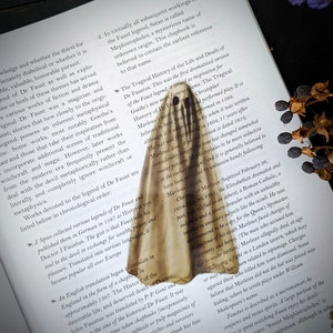 Clear Bookmark Realistic Sheet Ghost Ghoul Haunted Goth Gothic Halloween Horror Creepy Oddities Unique Dark Weird image 1