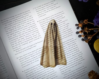 Clear Bookmark Realistic Sheet Ghost Ghoul Haunted Goth Gothic Halloween Horror Creepy Oddities Unique Dark Weird