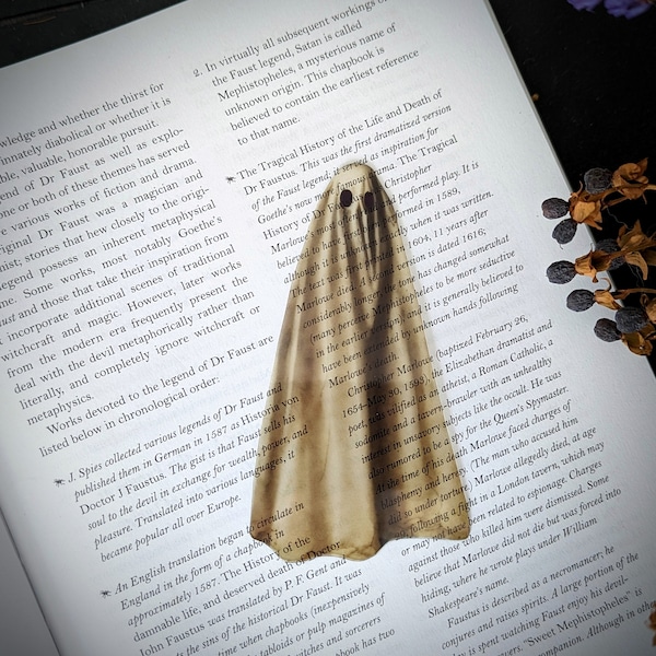 Clear Bookmark Realistic Sheet Ghost Ghoul Haunted Goth Gothic Halloween Horror Creepy Oddities Unique Dark Weird