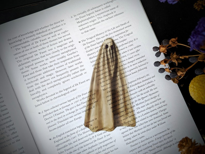 Clear Bookmark Realistic Sheet Ghost Ghoul Haunted Goth Gothic Halloween Horror Creepy Oddities Unique Dark Weird image 1