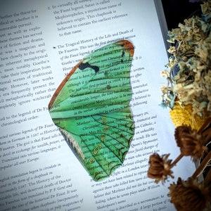 Clear Bookmark Vintage Green Butterfly Moth Wing Insect Bug Nature Goth Gothic Dark Academia Fairycore Cottagecore Witchcore Book Gift