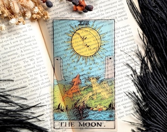 Clear Bookmark The Moon Tarot Card Witch Witchcraft Esoteric Goth Gothic Handmade Artist Book Reader Lover Gift Handmade Artist