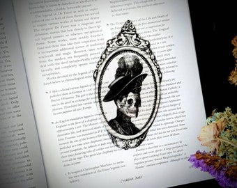 Clear Bookmark Victorian Lady Skull Skeleton Death Goth Gothic Halloween Horror Creepy Oddities Gift