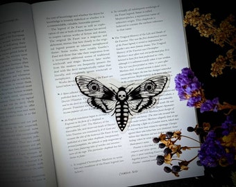 Clear Bookmark Death's Head Hawk Moth Goth Gothic Halloween Horror Creepy Oddities Nature Bug Insect