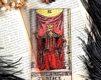 Clear Bookmark Justice Tarot Card Witch Witchcraft Esoteric Goth Gothic Handmade Artist Book Reader Lover Gift Handmade Artist