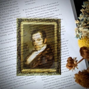 Clear Bookmark Washington Irving Ornate Frame Dark Academia Cottagecore Fairycore Handmade Artist Book Lover Reader Gift