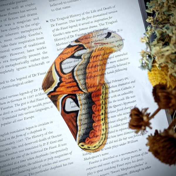 Clear Bookmark Atlas Moth Wing Insect Bug Nature Dark Academia Fairycore Cottagecore Witchcore Handmade Art Book Reader Lover Gift