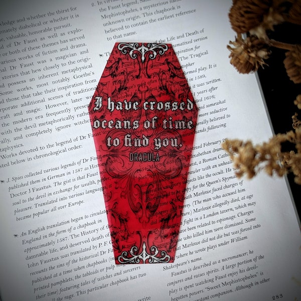 Clear Bookmark Bram Stoker Dracula Inspired Oceans Of Time Gothic Halloween Horror Book Lover Reader Gift Handmade Artist