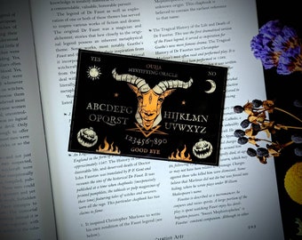 Clear Bookmark Ouija Spirit Board Black Sheep Goat Witchcraft Occult Goth Gothic Halloween Horror Creepy Oddities Unique Dark Weird