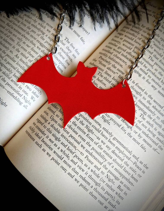  Halloween Bat Necklace Earrings For Women Halloween Horror  Black Red Pendant Necklace Earrings Funny Necklace Earrings Set For Women Jewelry  Sets for Teen Girls Necklaces And Rings (Black-B, One Size): Clothing