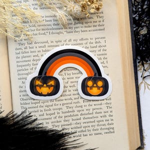 Vinyl Waterproof Sticker Halloween Rainbow Jack O Lanterns Pumpkins Orange Black Gothic Creepy Witch Witchcraft Horror Weird Dark Odd