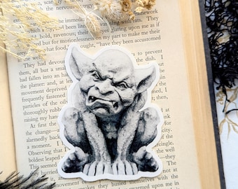 Vinyl Waterproof Sticker Gargoyle Creature Monster Goblin Goth Gothic Halloween Horror Creepy Oddities Book Lover Reader Gift Handmade
