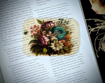 Clear Bookmark Vintage Painting Wildflowers Bee Flowers Floral Victorian Book Reader Lover Gift Handmade Artist