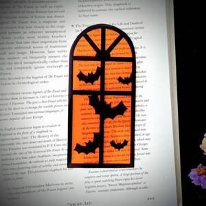 Orange Halloween Window Bats Clear Bookmark Goth Gothic Halloween Horror Creepy Oddities
