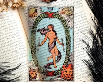 Clear Bookmark The World Tarot Card Witch Witchcraft Esoteric Goth Gothic Handmade Artist Book Reader Lover Gift Handmade Artist