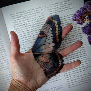 Clear Bookmark Vintage Butterfly Moth Wing Insect Bug Blue Yellow Purple Nature Dark Academia Fairycore Cottagecore Witchcore Handmade Art image 3