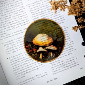 Clear Bookmark Vintage Mushrooms Fungus Fungi Goth Gothic Halloween Horror Cottagecore Fairycore Dark Academia Handmade Artist