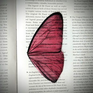 Clear Bookmark Vintage Pink Butterfly Moth Wing Insect Nature Dark Academia Fairycore Cottagecore Handmade Artist Book Reader Lover Gift image 2