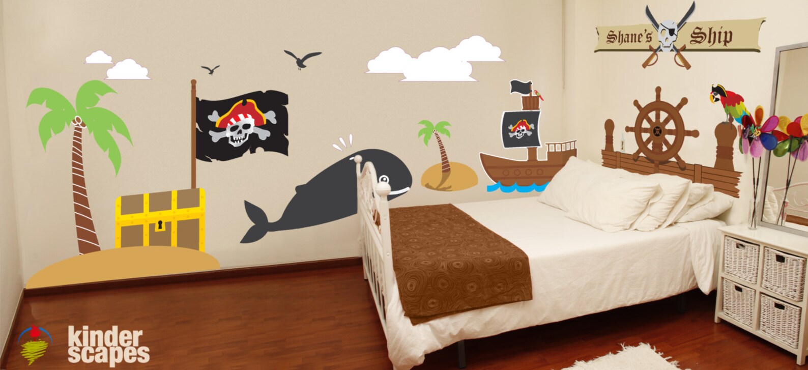 Personalized Pirate Room Wall Decal Pack Kids Wall Decal Printed Vinyl